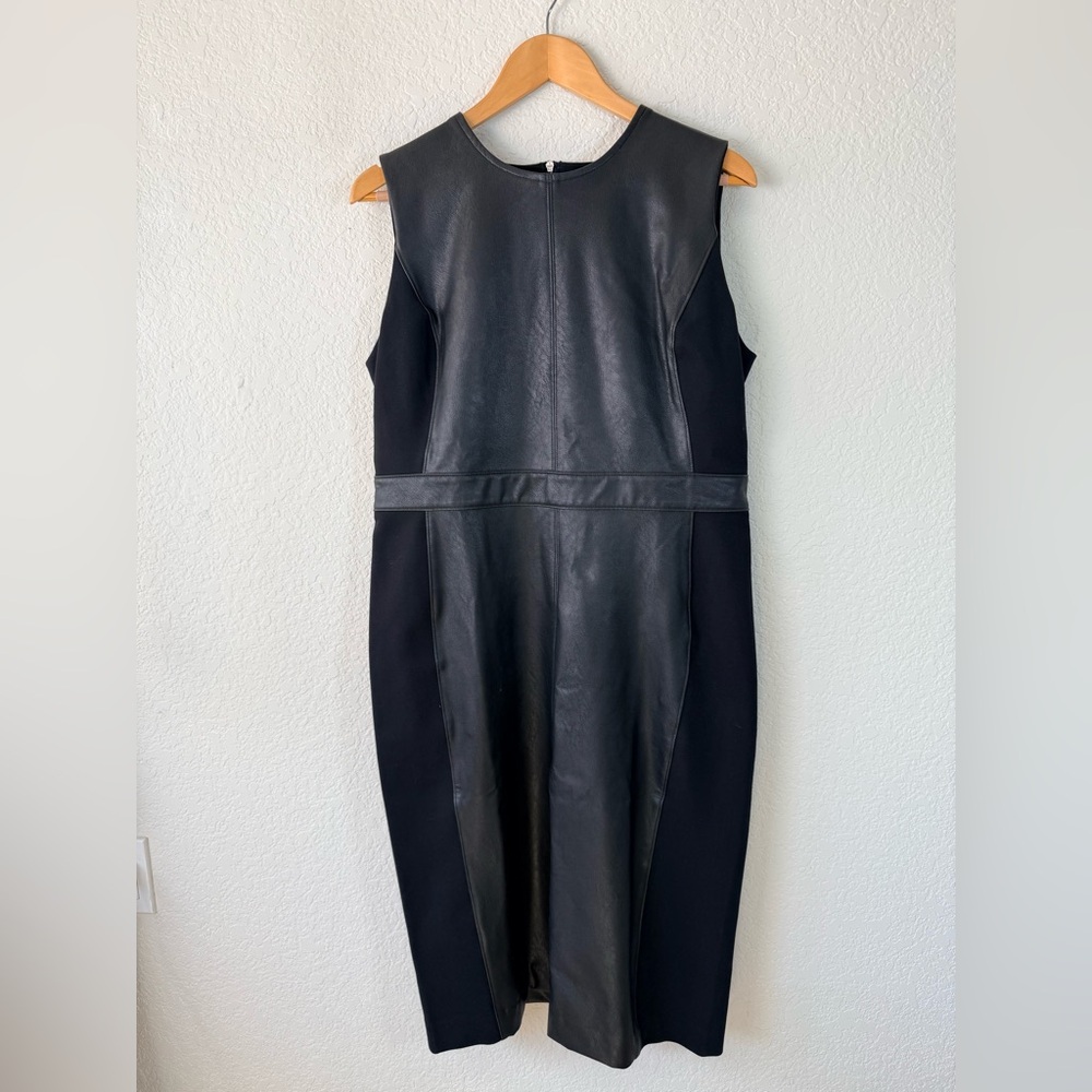 SPANX Leather-Like Combo Fitted Dress SIZE XL‎